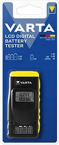 Batterietester von Varta mit LCD-Display für verschiedene Batterien