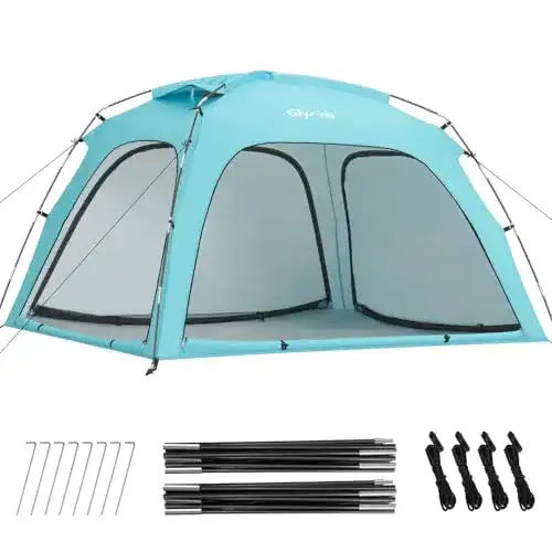 Glymnis Pop-up-Strandmuschel mit UV-Schutz und Windschutz für 3-4 Personen