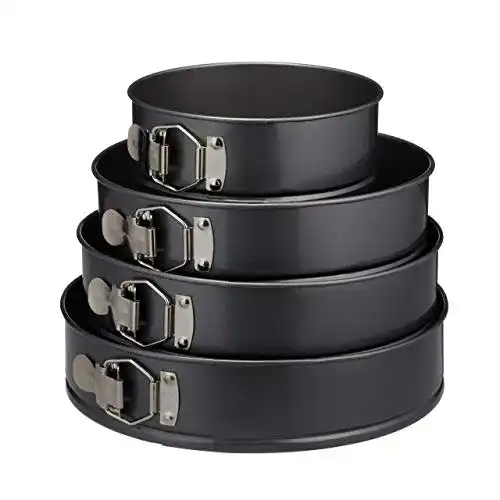 Springform Relaxdays, grau-metallic, 4-teiliges Set, rund