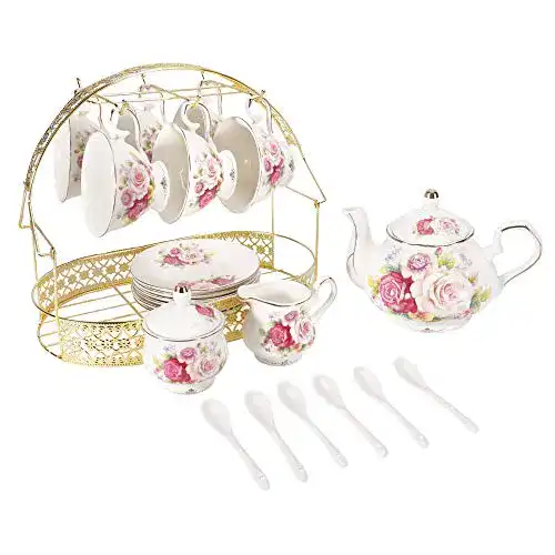 Teeservice ufengke 15-teilig aus europäischem Keramik und Bone China