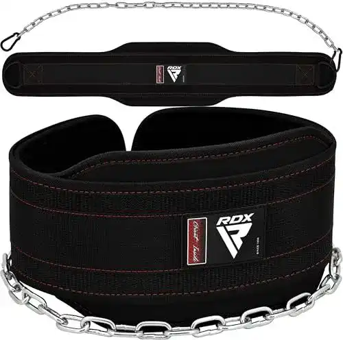 RDX Dip Gürtel 6 Zoll mit Kette und Karabiner für Gewichtstraining