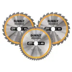Kreissägeblatt Set 250×30 Dewalt 3-teilig für Bauarbeiten