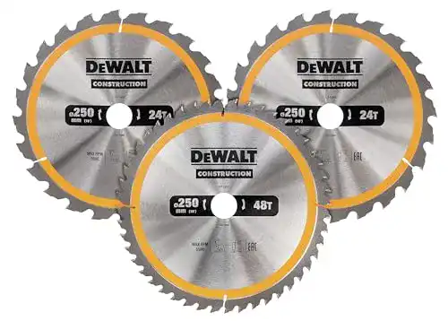 Kreissägeblatt Set 250×30 Dewalt 3-teilig für Bauarbeiten