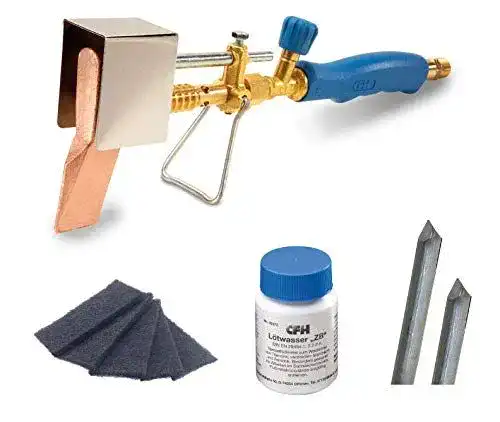 Dachrinnen Lötset CFH Set mit Kupferlötkolben und Lötzinn für Zinkblech