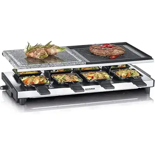 Raclette-Grill mit Steinplatte von Severin für 8 Personen