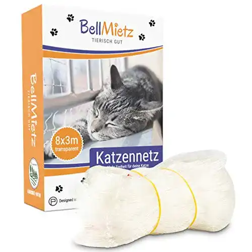 Katzennetz für Balkon und Fenster – Transparentes Katzenschutznetz 8x3m