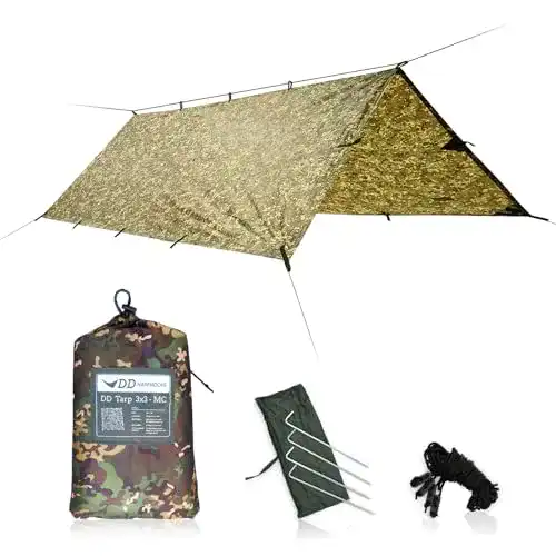 DD Tarp 3×3 Camouflage-Plane für Hängematten und Outdoor-Aktivitäten