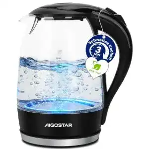 Aigostar Adam Wasserkocher aus Glas mit 1,7 Litern und 2200 Watt