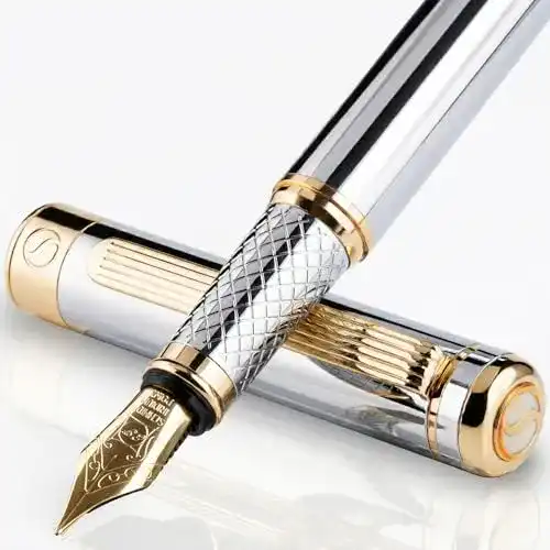 Füllfederhalter Scriveiner Silber mit 24 Karat Gold
