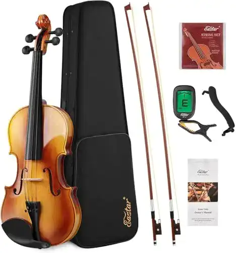 Geige Eastar 4/4 Violine Set aus Massivholz mit Hartschalenkoffer