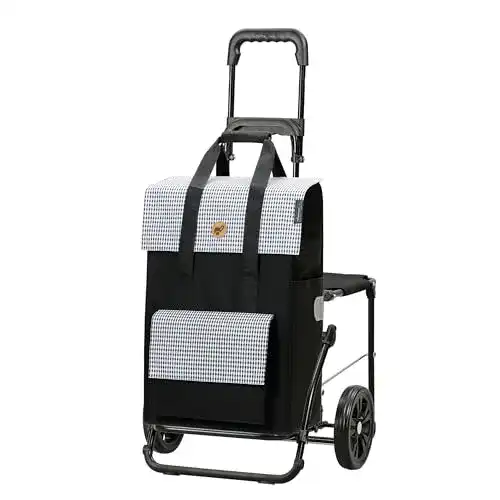 Einkaufstrolley mit Sitz und klappbarem Gestell – 54 Liter