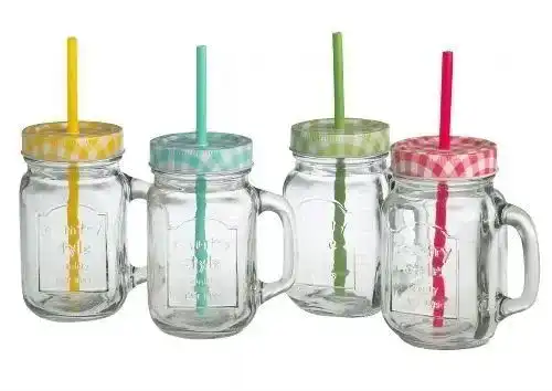 Cocktailglas Set mit Henkel und Deckel für Getränke