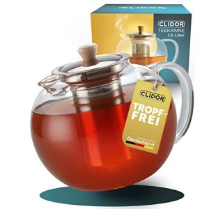 Teekanne Clidor mit Siebeinsatz 1,5 Liter aus Borosilikatglas