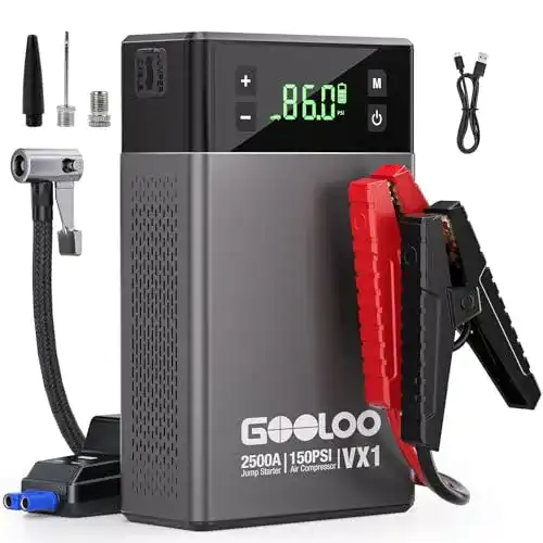 Starthilfe mit Kompressor GOOLOO VX1 2500A für Autos