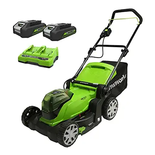 Akku-Rasenmäher mit Mulchfunktion von Greenworks 48V