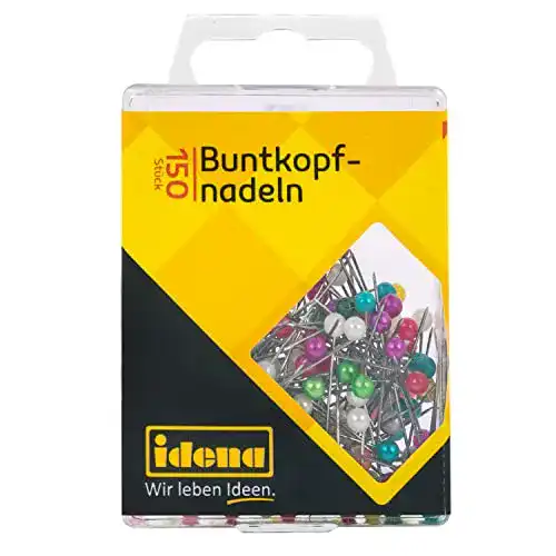 Idena 334034 Stecknadeln – Buntkopfnadeln in 150er Packung, rund und farbig