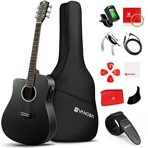 Linkshänder-Gitarre Vangoa 4/4 Akustisch Elektrisch für Linkshänder