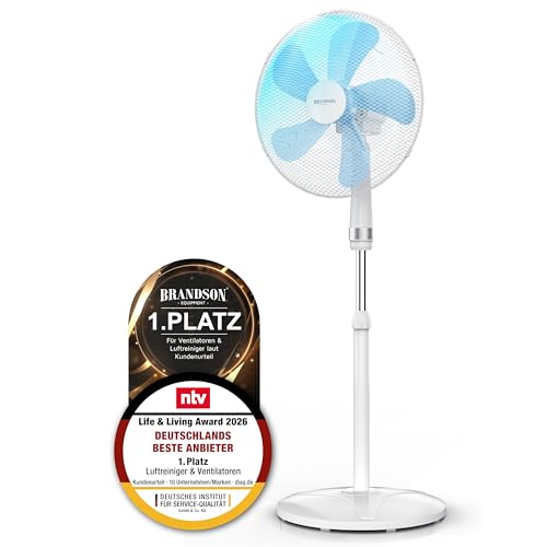 Brandson Standventilator 50 W mit 3 Geschwindigkeitsstufen und Oszillation
