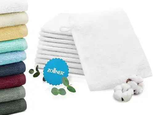 Mikrofaser Waschlappen ZOLLNER 10er Set Waschhandschuhe in Weiß