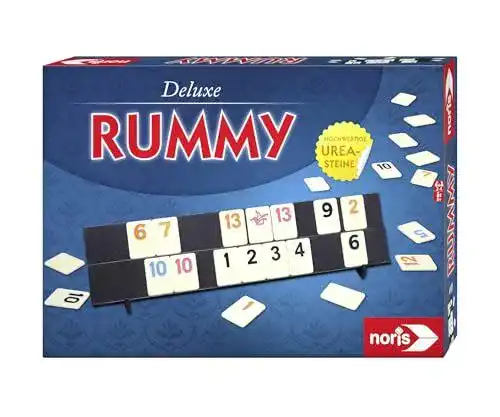 Rummy Noris 606101779 Deluxe – Familienspiel mit Urea-Steinen