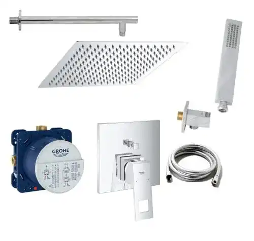 Unterputz Duschsystem mit Grohe Eurocube Einhandmischer und Regendusche