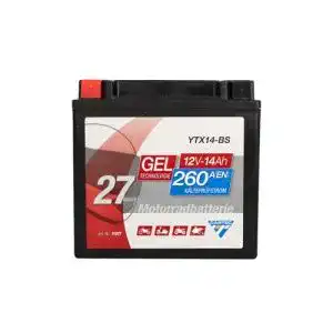 Motorradbatterie 12 V 12 Ah Cartec YTX14-BS mit Gel Technologie