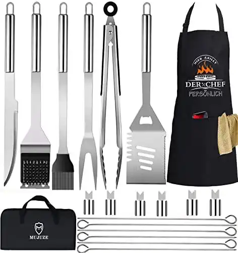 Grillkoffer mit Grillbesteck Set und Zubehör für Männer