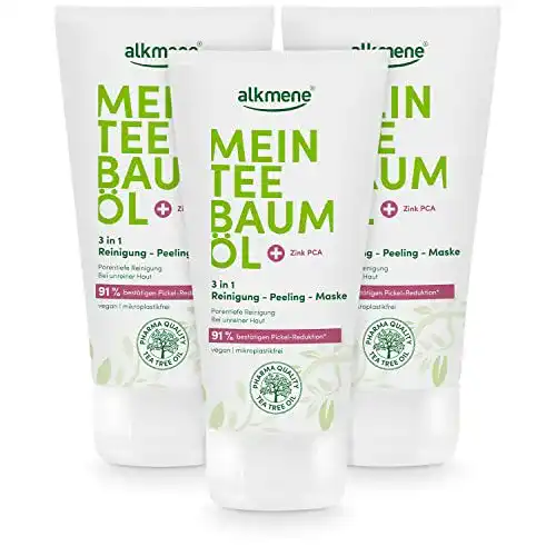 Alkmene Teebaumöl 3in1 Reinigung Peeling Maske 3x 150 ml
