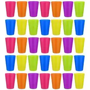 Wiederverwendbare Plastikbecher Set 36 Stück, 250 ml in 6 Farben
