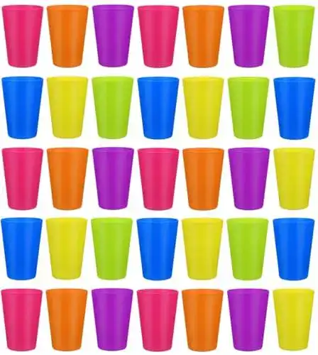 Wiederverwendbare Plastikbecher Set 36 Stück, 250 ml in 6 Farben