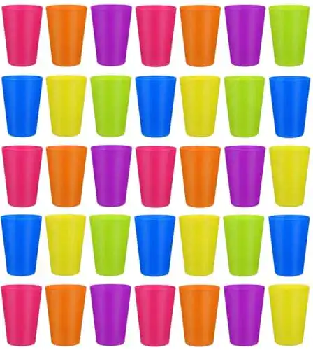 Wiederverwendbare Plastikbecher Set 36 Stück, 250 ml in 6 Farben