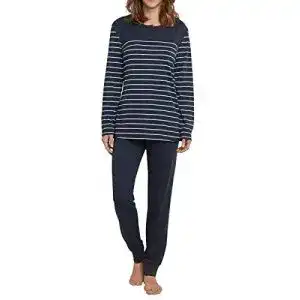 Pyjama Damen Schiesser Schlafanzug Set aus Baumwolle lang