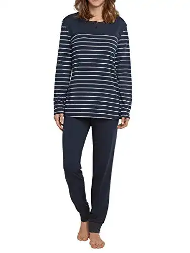 Pyjama Damen Schiesser Schlafanzug Set aus Baumwolle lang