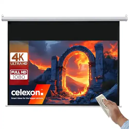 Celexon Basic Motor-Leinwand 90 Zoll, 200×113 cm, elektrische Beamer-Leinwand