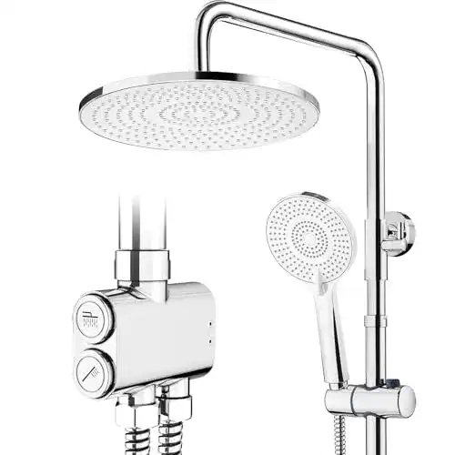 Regendusche ohne Armatur Rainsworth Chrome, 25 cm rund mit 3 Strahlarten