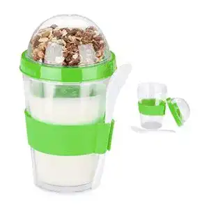 Müsli-to-go-Becher Relaxdays 2er Set Gläser für Müsli, Joghurt