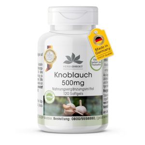 Knoblauch Kapseln von Herbadirekt 500 mg – Hochdosierte Softgels