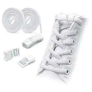 Elastische Schnürsenkel HNOOM in Weiß, 2 Paar mit Metallverschluss