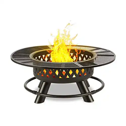 Blumfeldt Rosario 3-in-1 Feuerschale als Feuerstelle, Grill und Tisch