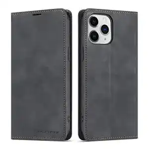 Qltypri Hülle für iPhone 11 Pro Max Dünne Ledertasche mit Kartenfach