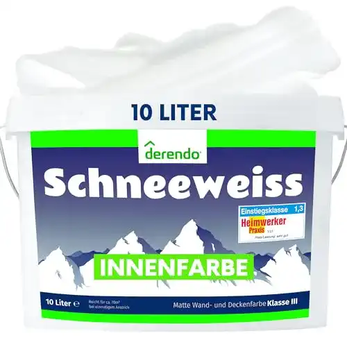 Silikatfarbe für innen – Derendo Schneeweiss Wandfarbe weiß 10l