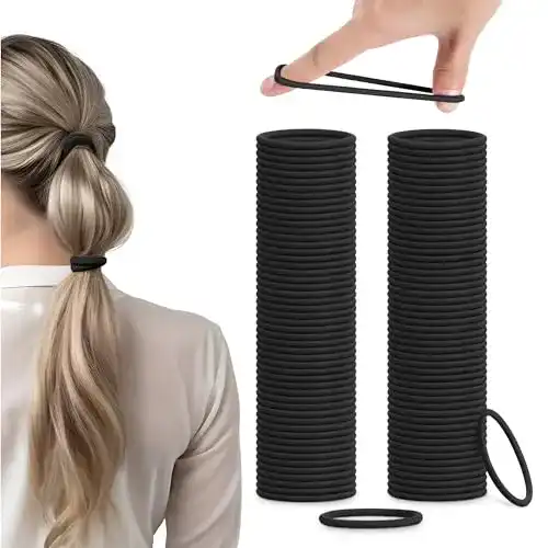 Haargummi Set für Mädchen, Damen und Herren in Schwarz – 100 Stück