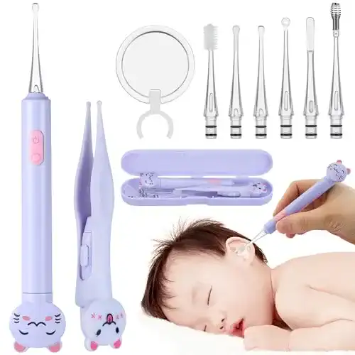 Silikon Ohrenreiniger für Babys mit LED und 6 Ersatzköpfen