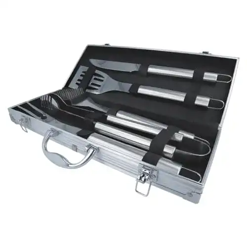 Grillkoffer EUROHOME Grillbesteckkasten 5-teilig im Aluminiumkoffer