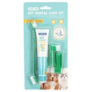 Katzenzahnbürste Nobleza 3-in-1 Zahnpflege Set für Hunde mit Zahnbürste und Zahnpasta