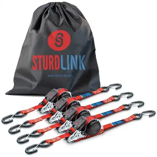 Automatische Spanngurte Sturdlink 5m 25mm mit S-Haken im 4er-Pack