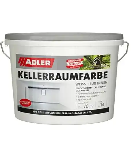 Silikatfarbe für Innenräume – ADLER Kellerraumfarbe, geruchsneutral, weiß