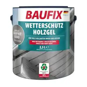 Baufix Metallic Wetterschutz-Holzgel in Graphitgrau, 2,5 Liter