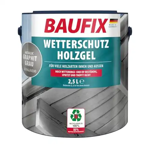 Baufix Metallic Wetterschutz-Holzgel in Graphitgrau, 2,5 Liter