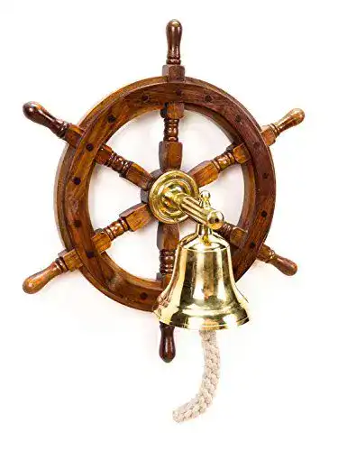 Schiffsglocke GR Maritimes Schiff-Steuerrad mit Glocke aus Messing